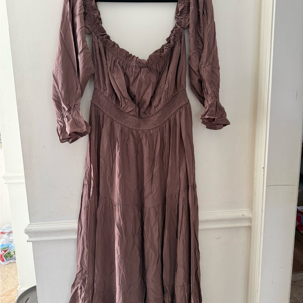Off-Shoulder Boho Long Sleeve Maxi Dress - Picture 3 of 5
